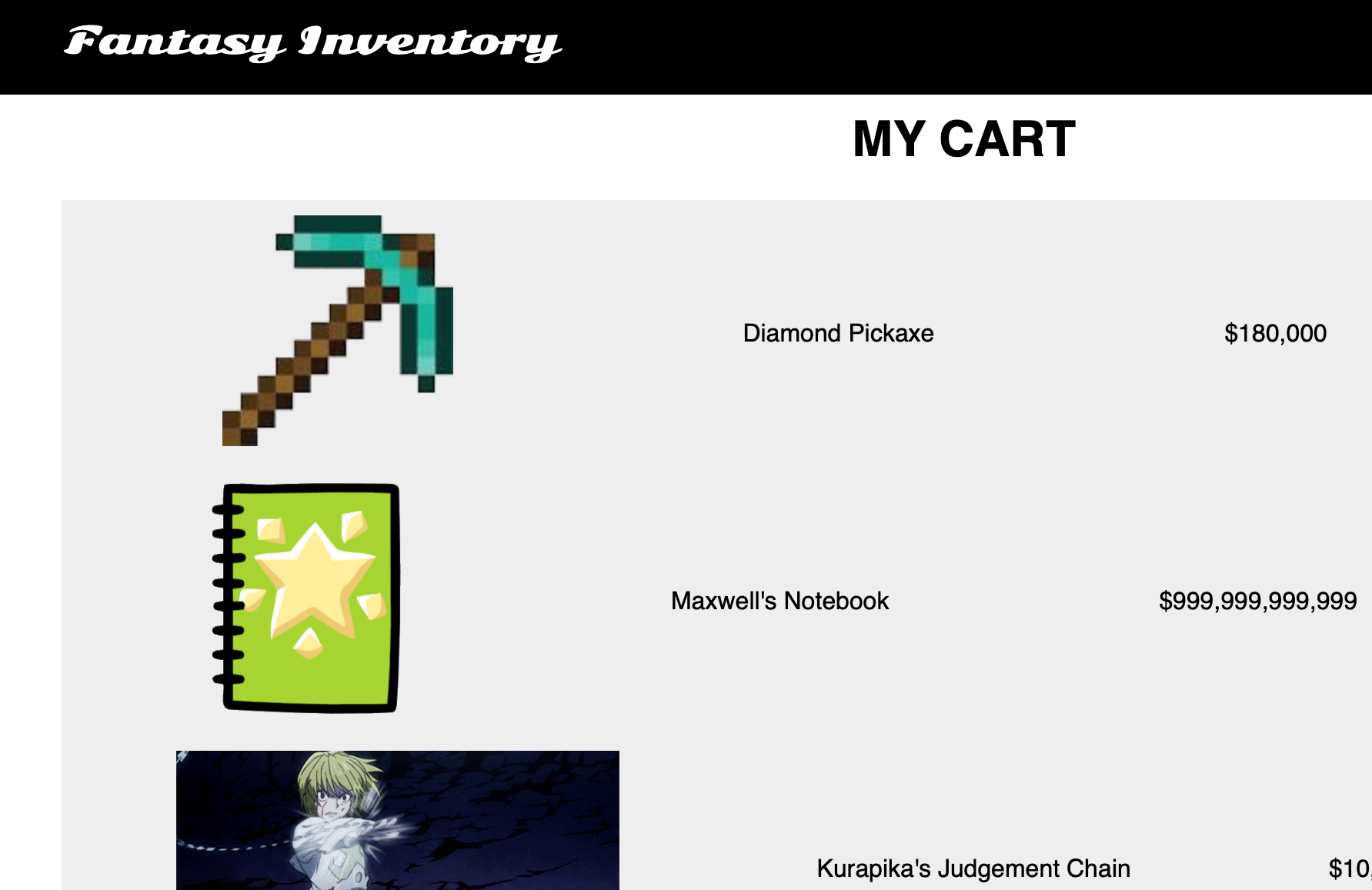 Fantasy Inventory